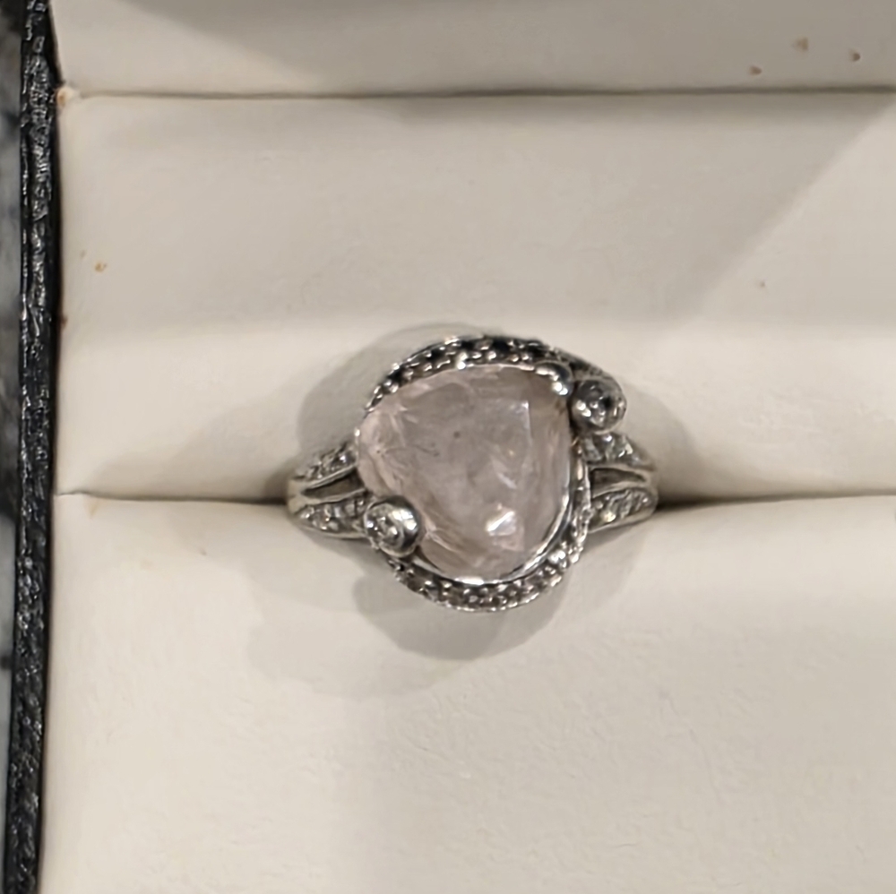 Sterling Silver Rose Quartz Heart Ring